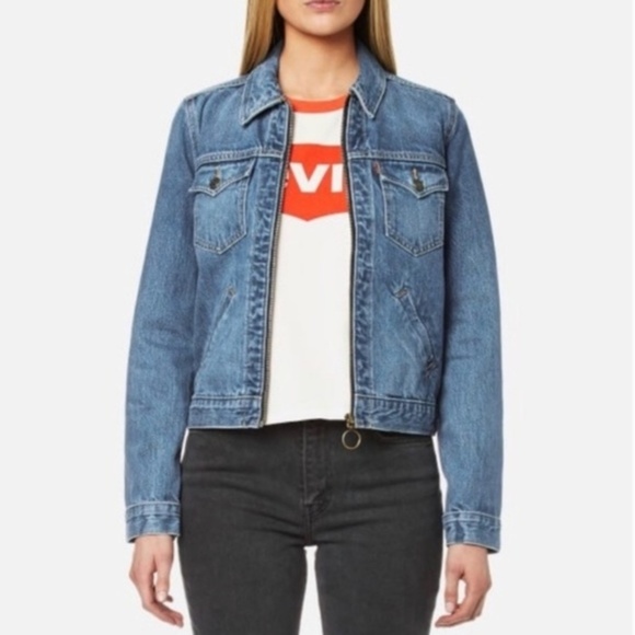 Zip Front Trucker Denim Jacket 